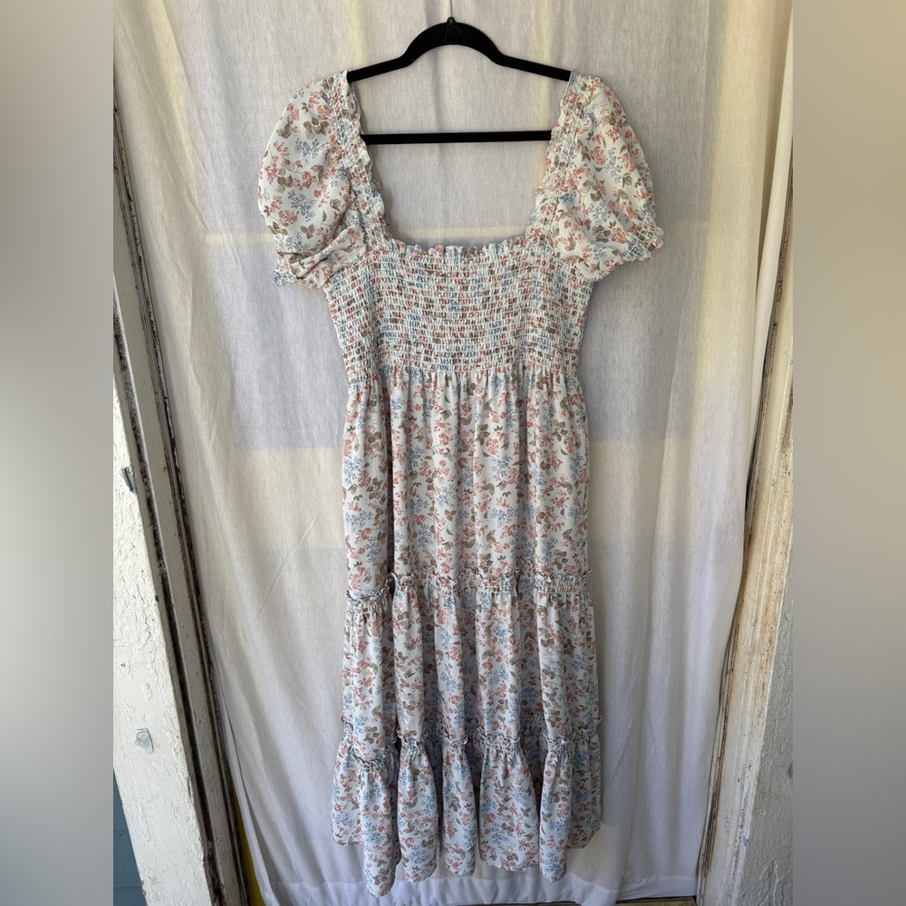 Chic Floral Puff Sleeve Maxi Dress